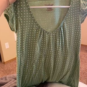 Green polka dot shirt